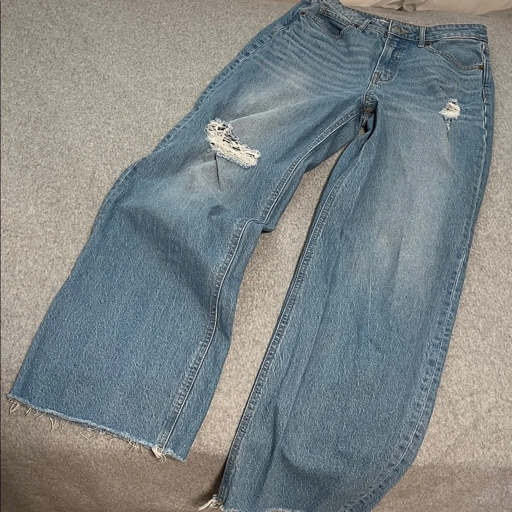 Old Navy Sky Hi Wide Leg Jeans Womens Size 6 High Waisted Grunge Skater Festival